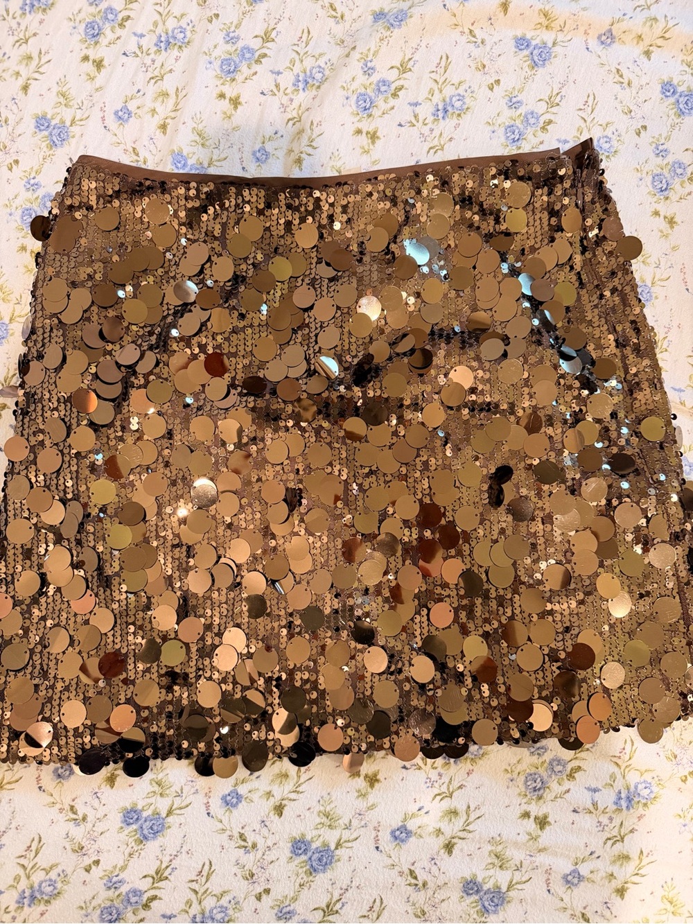 LOFT Gold Sequin Mini Skirt